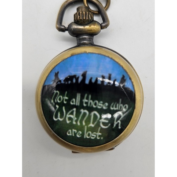 Lord of the Rings Pocket Watch Necklace Not All Who Wander Are Lost - Picture 1 of 13